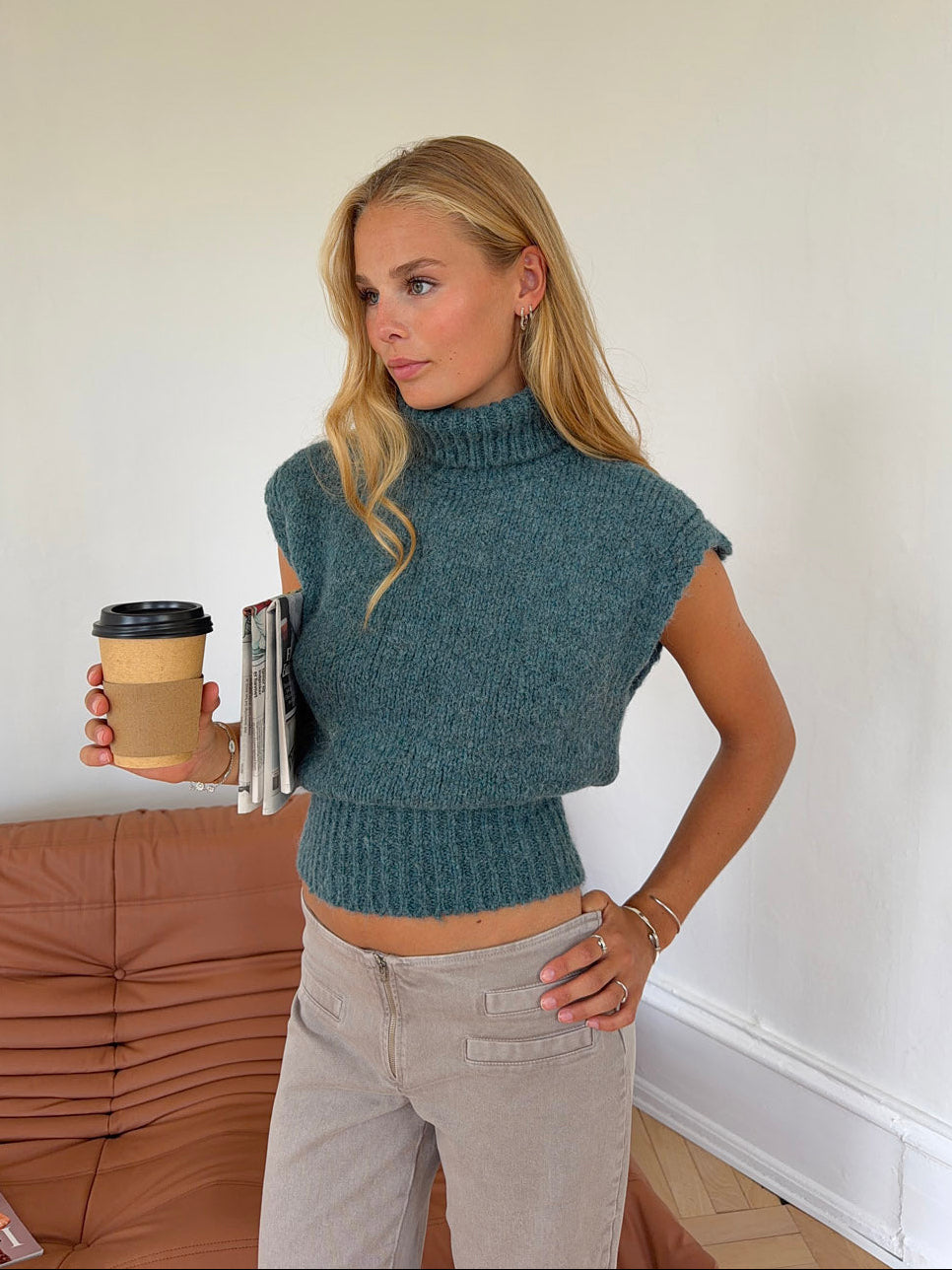 Nivena turtleneck vest - Blue