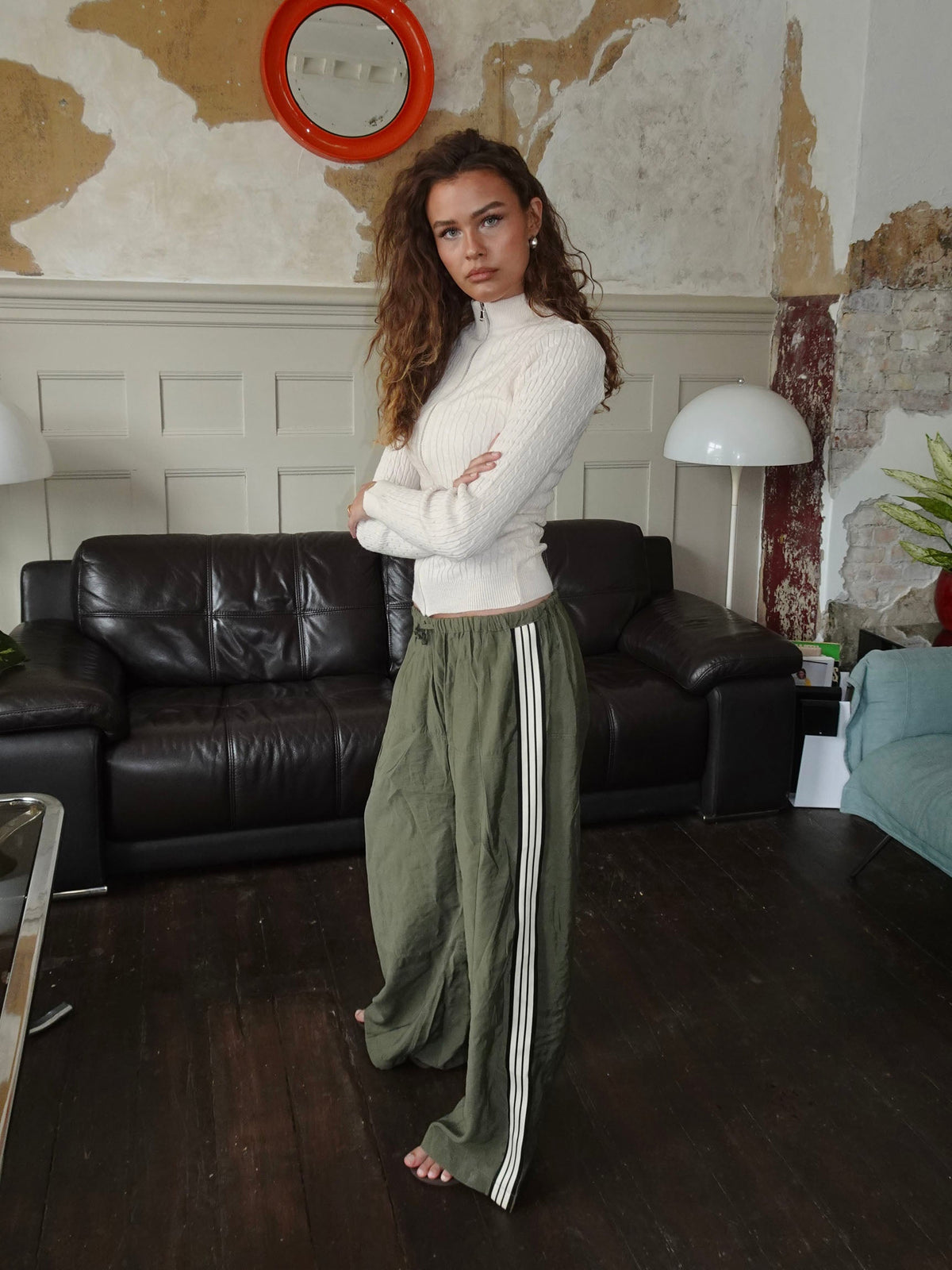 Carly cable knit with zipper – Off white
